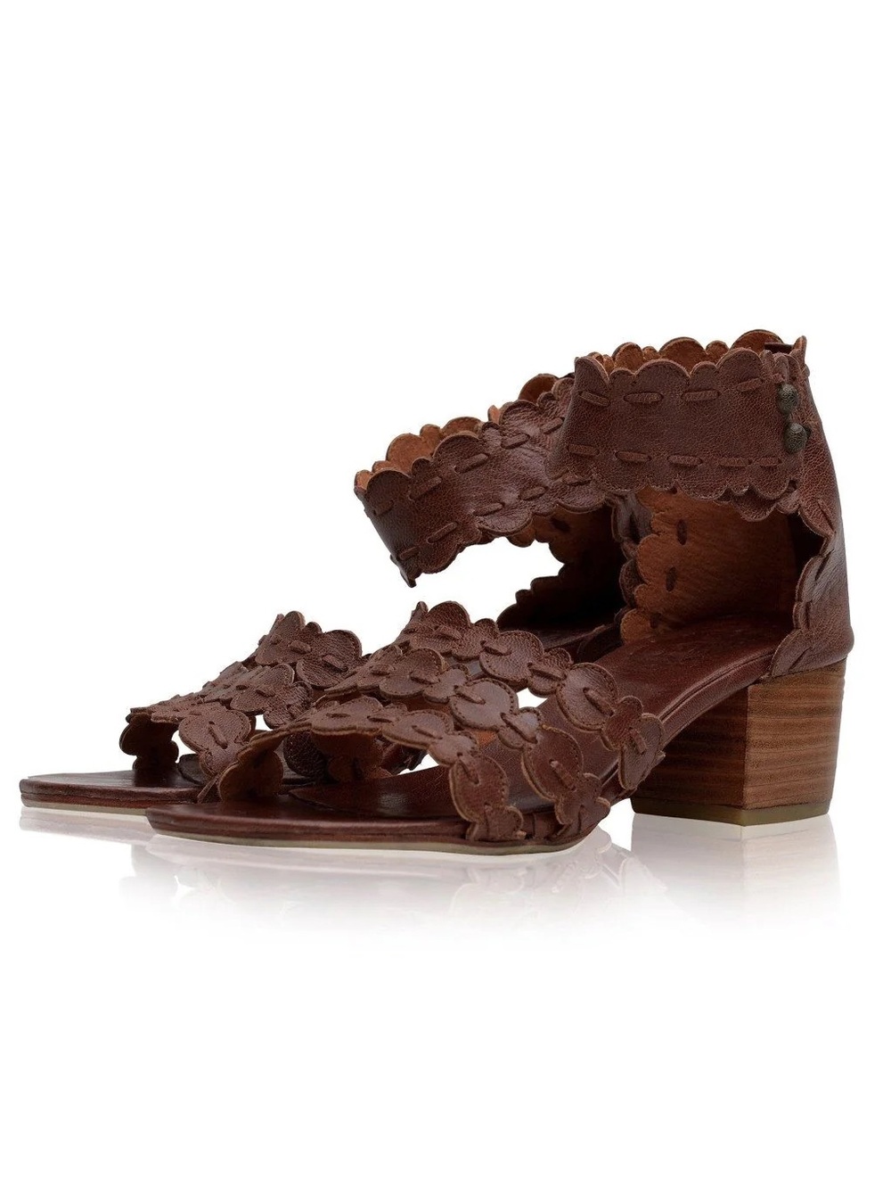 ELF || Seaside Block Heel Sandals Leather Vintage Brown Oxblood 10